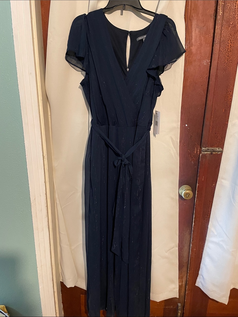 julia jordan Navy Blue Wrap Jumpsuit with Tie Belt